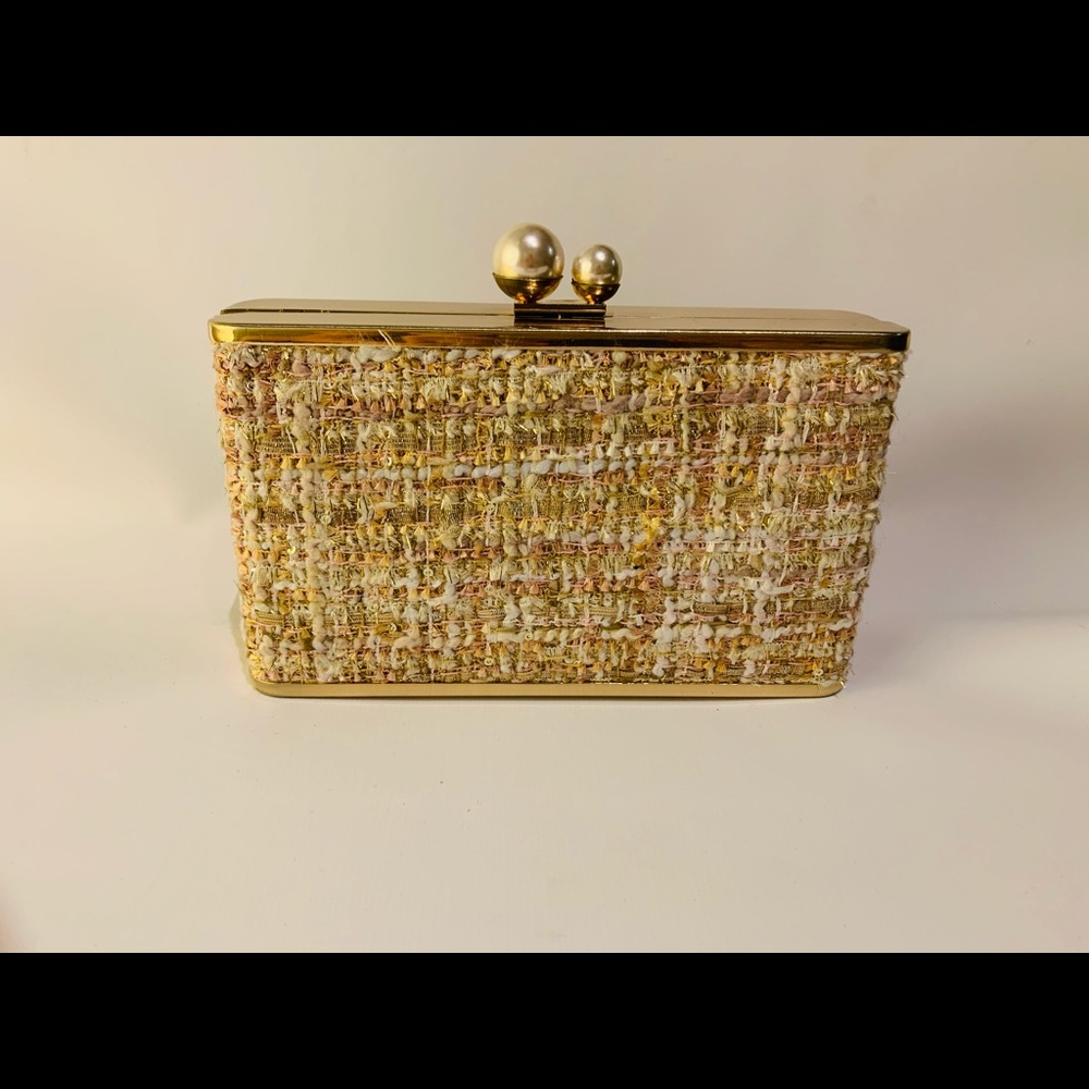 Sondra Roberts BNWT gold purse with tweed
